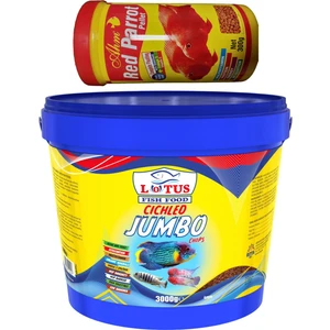 Jumbo Cichlid Chips 3kg Kova, Ahm Red Parrot Pellet 1000ML Kutu Balık Yemi