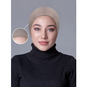 Açık Vizon Likralı Kaymayan Bone