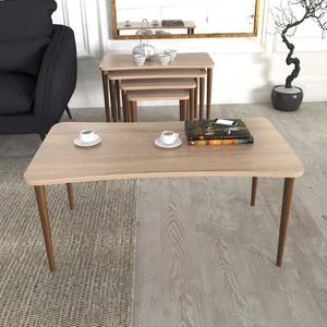 Zuesse Dizayn Aleyna Orta Sehpa ve Zigon Sehpa Ahşap Ayaklı Çay Kahve Sehpası Xl 5'li Salon Seti - Sonomo