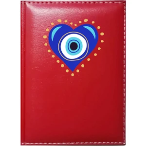 Promosyon Denizi Kişiye Özel  Nazar Boncuğu 2 Görselli Kırmızı Ruhsat Kabı