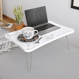 Taşınabilir Katlanır Yatak Koltuk Üstü Hasta Servis Laptop Bilgisayar Çalışma Sehpası - Beyaz Mermer