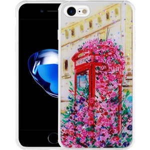 Ezotech  Apple iPhone Se 2020 - Uyumlu Simli Desenli Kamera Korumalı Parlak Popy Kapak-Kulübe