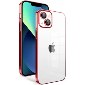 Ezotech  Apple iPhone 13 - Uyumlu Kamera Korumalı Renkli Çerçeveli Garaj Kapak-Kırmızı