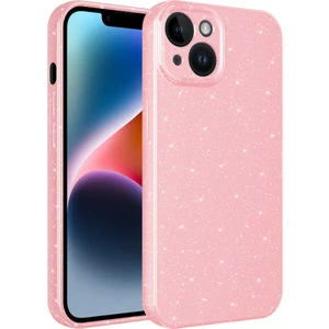 Ezotech  Apple iPhone 14 - Uyumlu Kamera Korumalı Simli Lüks Koton Kapak-Pembe