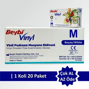 Vinil Pudrasız Muayene Eldiven Mdr - Koli (20 Paket)