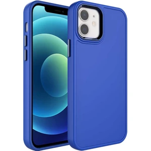 Ezotech  Apple iPhone 11 - Uyumlu Metal Çerçeve ve Buton Tasarımlı Sert Botox Kapak-Saks Mavi