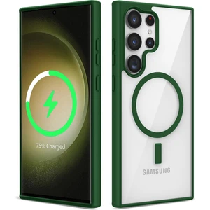 Ezotech  Samsung Galaxy S23 Ultra Uyumlu Magsafe Wireless Şarj Özellikli Silikon Ege Kapak-Yeşil