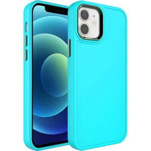 Ezotech  Apple iPhone 11 - Uyumlu Metal Çerçeve ve Buton Tasarımlı Sert Botox Kapak-Turkuaz