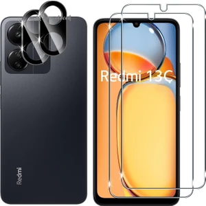 MTK Moveteck Xiaomi Redmi 13C Kamera Lens Koruyucu Cam +9h Temperli Ekran Koruyucu Cam Seti (Birer Adet)
