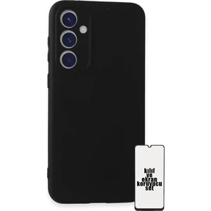 Galaxy S23 Fe Kılıf ve Ekran Koruyucu Set Silinebilir Soft Liquid Silikon Nano Cam - Siyah