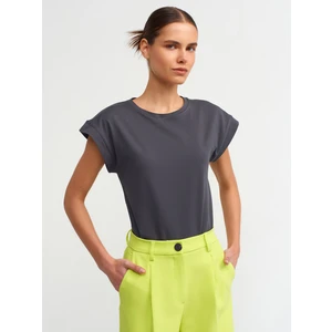 3504 Bisiklet Yaka Penye T-Shirt-Antrasit