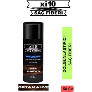 XI10 50 Gr.  Orta Kahve (Med Brown) Hair Fiber Saç Tozu Topik - Topaklanma Yapmaz