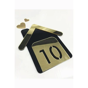 Güneş Lazer Kişiye Özel Dekoratif Ev Temalı Daire Kapı Numarası Kapı Süsü Gold Aynalı Pleksi