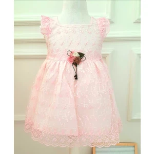 Tebessümlü Çocuklar Kız Çocuk Doğum Günü Tül Brode  Yaz Elbisesi