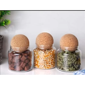 Top Mantar Kapaklı Kavanoz (3 Adet)