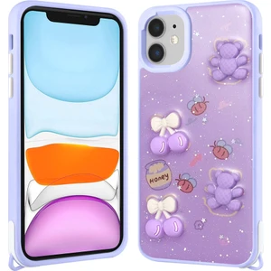 iPhone 11 Desenli Kabartmalı Figürlü Simli Kapak Kılıf