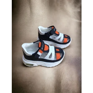 Cihan Shoes Erkek Bebe Ortopedik Cırtlı Esnek Hafif Nefes Alabilen Beyaz Lacivert Beyaz Turuncu Renk Işıklı Bebek Sneaker Spor Ayakkabı