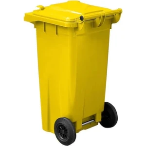 MCK Plus Mck  Sarı Plastik Çöp Konteyneri 120 Litre Konteyner - A+ Isıya Karşı Dayanıklı Malzeme - Sarı