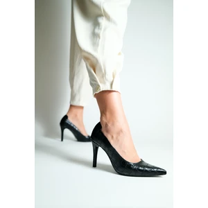 Elena Sivri Burun Rahat Topuklu Siyah Kadın Stiletto