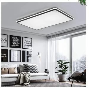 Siyah 3 Işık Renkli Kumandalı Dimli 88x62cm Dikdörtgen Dışa Işık LED Tavan Lambası,modern Aydınlatma,avize