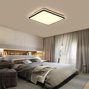 Siyah Kare 3 Işık Renkli Kumandalı Dimli 60x60cm Dışa Işık LED Tavan Lambası,modern Aydınlatma,avize