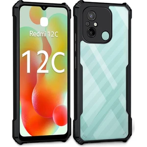 Xiaomi Redmi 12C Kılıf Darbe Önleyici 3D Kamera Korumalı Arkası Sararmaz Sert Şeffaf Kenarları Silikon Kapak