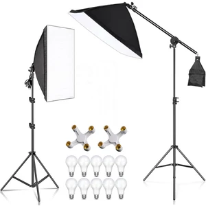 2 Li 50 x 70 cm SoftBox 4 Duylu LED Sürekli Işık Seti Crossbarlı Ürün Reklam Makyaj Stüdyo Çekimleri