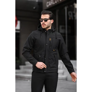 Erkek Siyah Su ve Rüzgar Geçirmez Softshell Mont