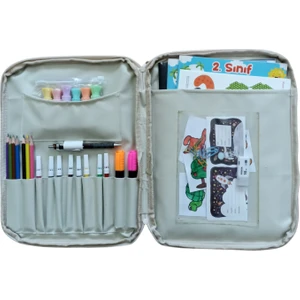 Next Craft Çocuk Aktivite Çizim Çantası Etkinlik Boyama Çanta Kalemlik ve Defter Gözlü