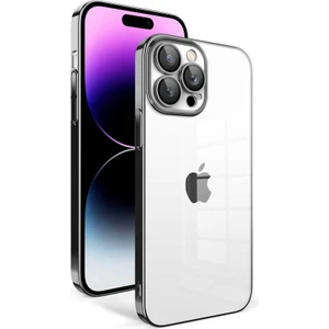 Ezotech  iPhone 14 Pro Max - Uyumlu Kamera Korumalı Renkli Çerçeveli Garaj Kapak-Siyah