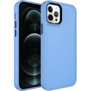 Ezotech  iPhone 14 Pro Max - Uyumlu Metal Çerçeve ve Buton Tasarımlı Sert Botox Kapak-Mavi