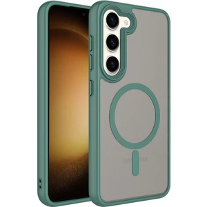 Ezotech  Galaxy S23 Plus Uyumlu Mat Arka Yüzey Wireless Şarj Özellikli Flet Magsafe Kapak-Yeşil