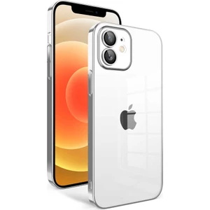 Ezotech  iPhone 12 - Uyumlu Kamera Korumalı Renkli Çerçeveli Garaj Kapak-Gümüş