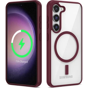 Ezotech  Galaxy S23 Plus Uyumlu Magsafe Wireless Şarj Özellikli Silikon Ege Kapak-Koyu Kırmızı