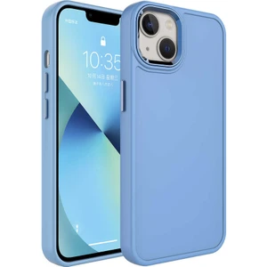 Ezotech  iPhone 13 - Uyumlu Metal Çerçeve ve Buton Tasarımlı Sert Botox Kapak-Mavi