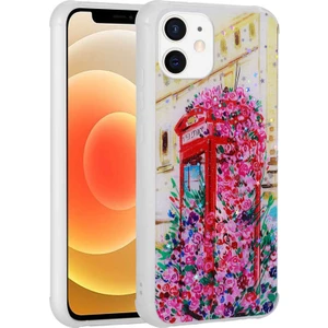 Ezotech  iPhone 12 - Uyumlu Simli Desenli Kamera Korumalı Parlak Popy Kapak-Kulübe