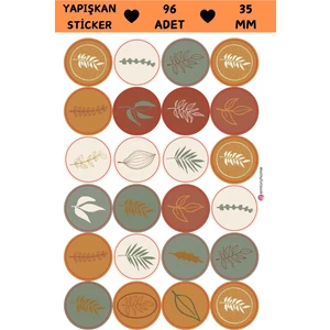 Emtory Home Orange & Red Sticker - Hediye Paketi Sticker - Çiçek Sticker - Yaprak Sticker