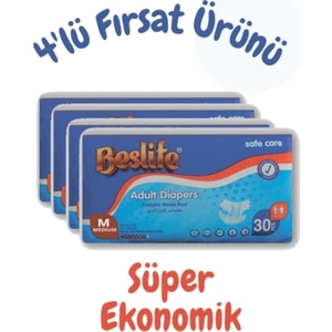 M Beden 120 Adet 4 Paket Belbantlı Hasta Bezi