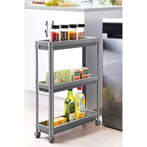 Omaş Household Product Tekerlekli Dikdörtgen 3 Katlı Raf Ünitesi - Banyo Mutfak Düzenleyici Organiz