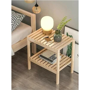 Simillo Home & Living Ahşap Komodin Yatak Odası Yan Sehpa Çok Amaçlı Ayaklı Raf