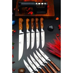 Swencraft Bıçak Steak 12 Li Mutfak Et Ekmek Sebze Meyve Bıçağı & Bileme Aparatı El Yapımı Çeyiz Seti