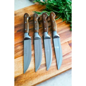 Swencraft Sürmene Mutfak Sebze Et Ekmek Bıçak Seti 4'lü Çeyiz Seti Ahşap Ceviz Sap 22 cm