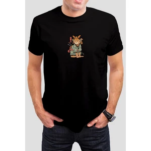 Etnik Kedi Baskılı Siyah Unisex Tişört