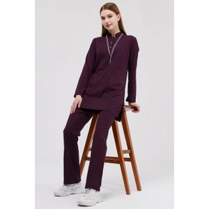 Çatı Uniform Happiness Modest - Likralı Doktor Hemşire Tesettür Forma Takımı, Mürdüm