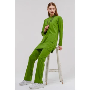 Çatı Uniform Happiness Modest - Likralı Doktor Hemşire Tesettür Forma Takımı, Fıstık Yeşili