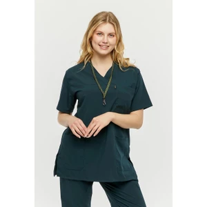 Çatı Uniform Ultralycra Comfy - Büyük Beden Likralı Doktor Hemşire Forma Takımı (Unı), Koyu Yeşil