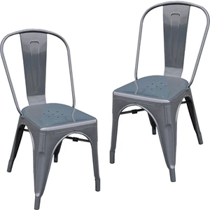 Tolix Kolsuz Metal Sandalye-Antrasit Gri(2 Adet)
