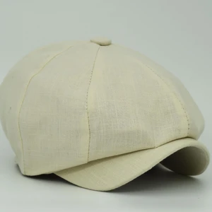 Ingiliz Stili London Yazlık Kasket Keten Bej Şapka