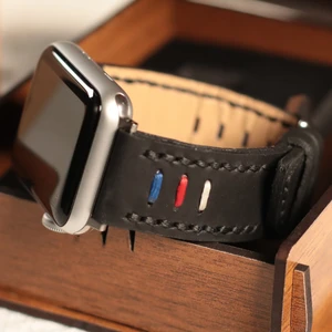 Apple Watch Siyah Deri Kordon 42MM 44MM 45MM 49MM 3 / 4 / 5 / 6 / Se / 7 / 8 / Ultra / Ultra 2 Deri Kordon Deri Kayış