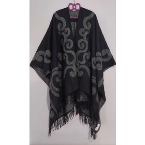 Çift Taraflı Kalın Panço Anne Omuz Atkı Şal